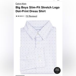 Calvin Klein-Big Boys Slim-Fit Stretch Logo
Dot-Print Dress Shirt-Size 14.